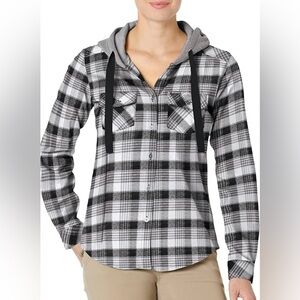 Columbia Women Plaid Flannel Shirt with Hood Medium